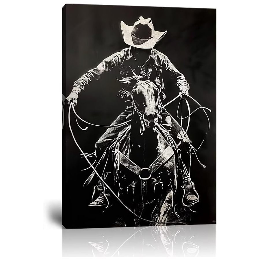 Resin Art Images - ウエスタンカウボーイレトロ南西部フルダイヤモンドペインティングキット騎士壁装飾ポスター白黒画像アート手作りギフト