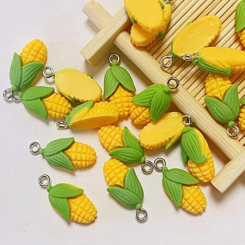 Resin Art Materials - 20個入り 面白いミニコーン野菜樹脂チャーム 人工食品ペンダント DIYクラフト用品 イヤリング ブレスレット