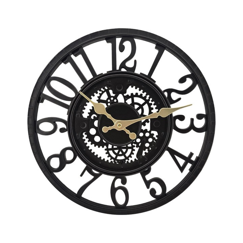 Resin Art Watch - 屋外壁時計防水レトロ樹脂モダンな壁時計サイレントクリエイティブブラック中庭時計アートリビングルームの装飾