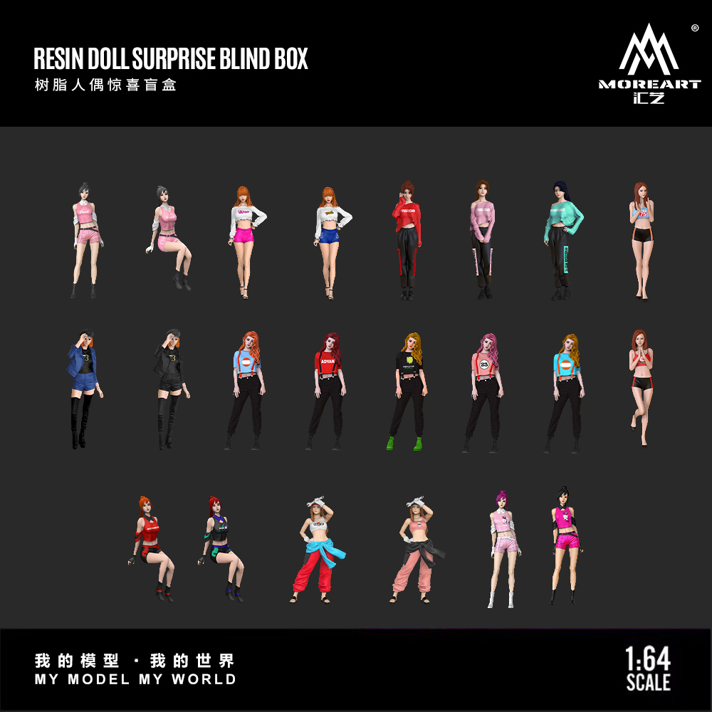 Resin Art Box - モアアート 1:64 ハンドメイド レジン製フィギュア ブラインドボックス ミニ人物モデル