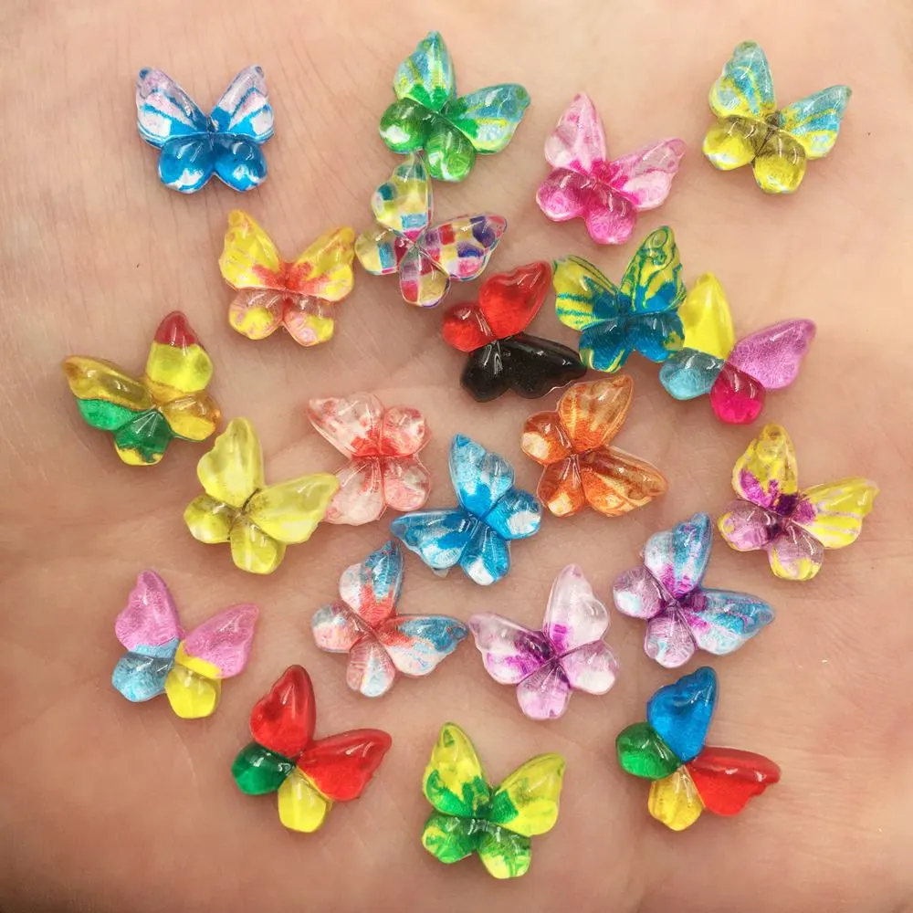 Glitter Powder Resin - カワイイミニバタフライフラットバックラインストーン、レジングリッター、カラフル、ネイルアート、フィガーズイヤリング、DIYアクセサリー、スクラップブッククラフト、10mm