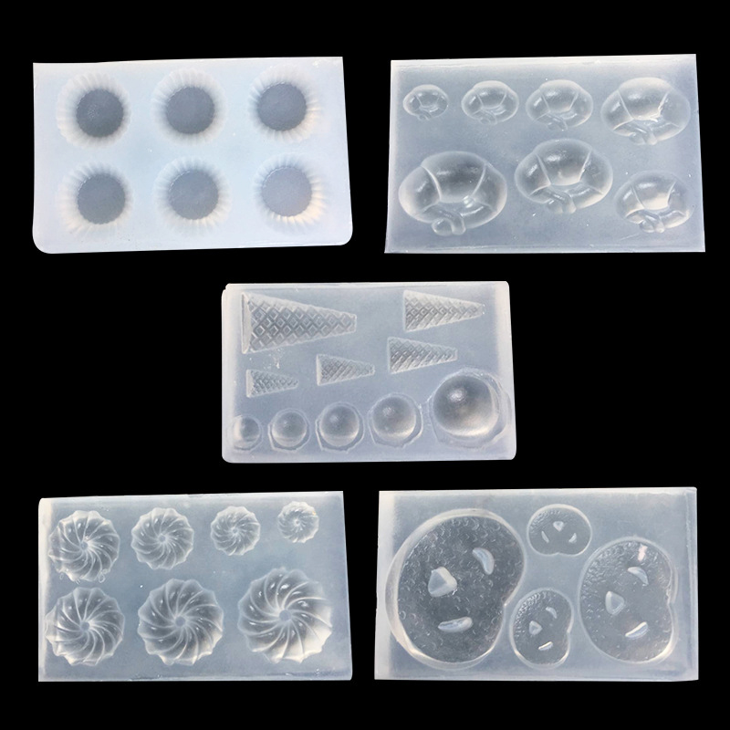 Resin Art Epoxy - ミニクッキー、クロワッサン、エッグタルト用シリコンモールド DIY用 ポリマークレイ 食品玩具 エポキシ樹脂 ネイルアートアクセサリー製作ツール