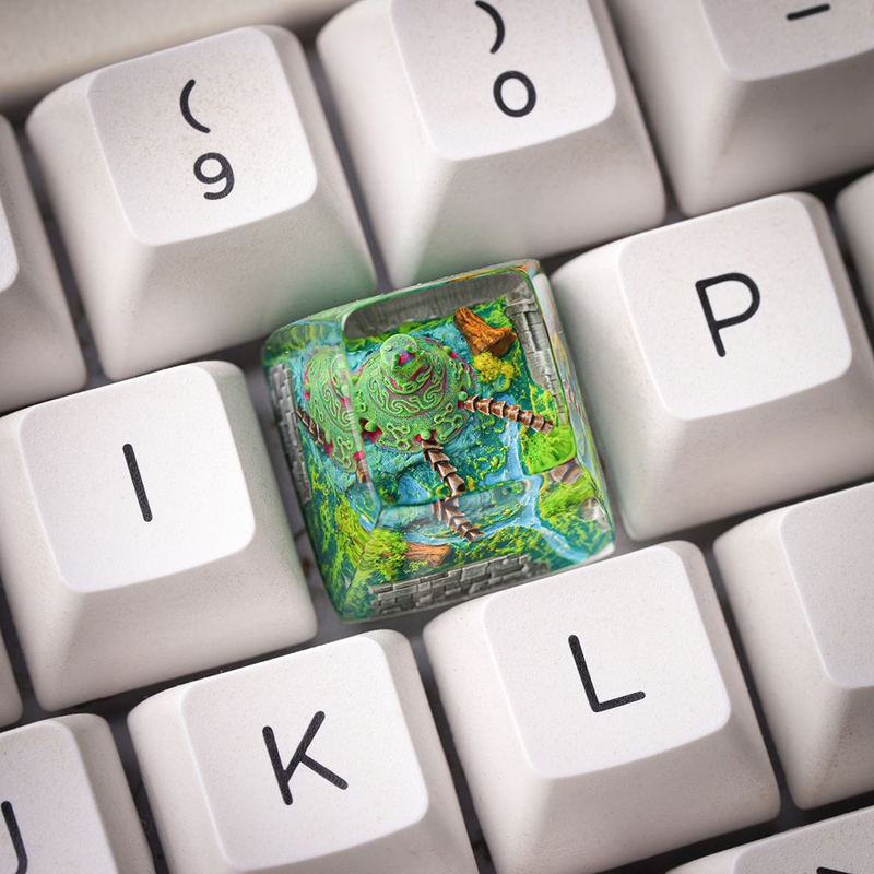 Resin Art Anime - オーガニズムレジンキーキャップ クリエイティブアート キーボードデコレーション ゲームアニメフィギュアテーマ 3D風景 交換可能なキーボードキー