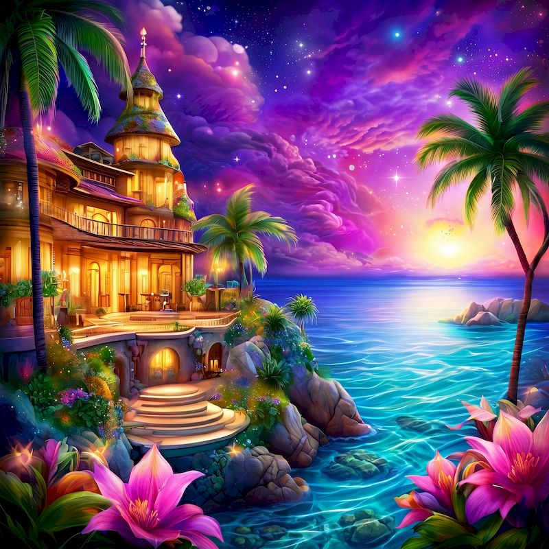Resin Art Wallpaper - GATYZTORY シーサイドダイヤモンドペインティングキット 手芸アート DIY クラフト 風景