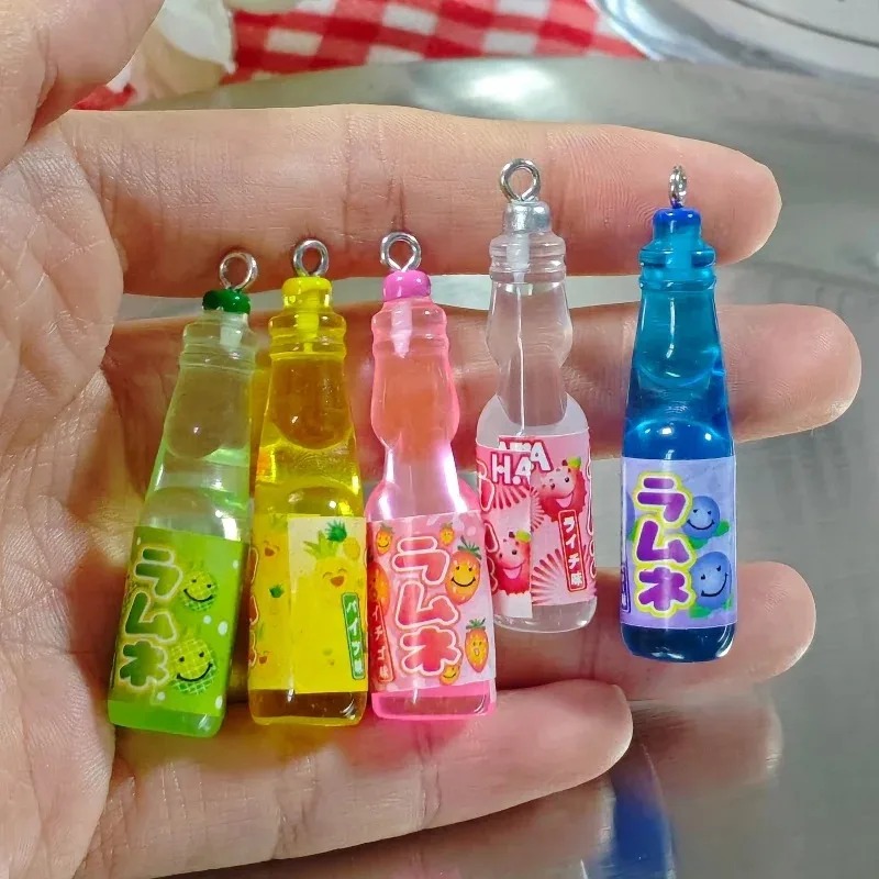 Resin Art Box - 10個入り 小さなソーダボトル レジンチャーム 可愛い飲料ボトルペンダント DIYクラフトアクセサリー イヤリング