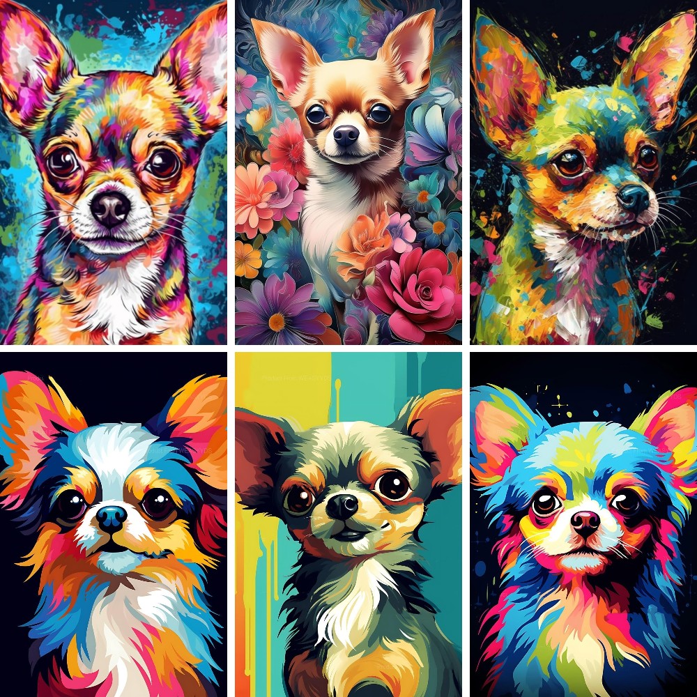 Resin Art Wallpaper - Chihuahua-子犬のラインストーン絵画,DIY,部屋,家の壁の装飾,5d
