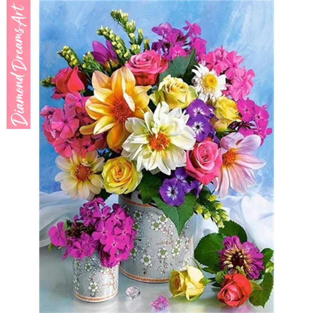 Resin Art Of Flowers - フルダイヤモンドモザイクフラワー 5D ダイヤモンドペインティング ローズベースアート 壁飾り 手作りギフトクラフトキット、フレームレス