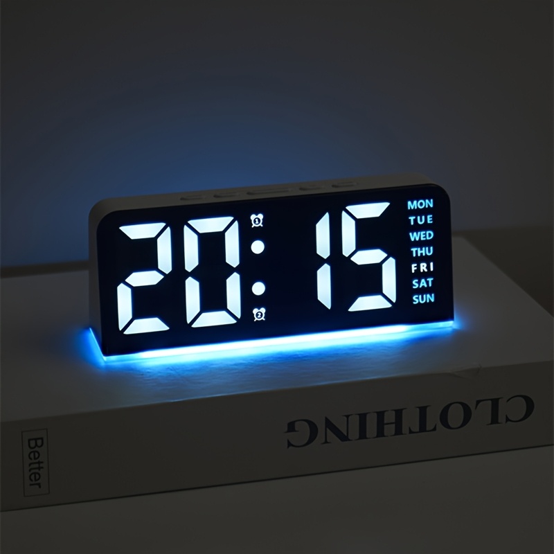 Resin Art Watch - デジタル LED 目覚まし時計 デスクトップ置き時計 ナイトライト 時間と温度表示付き