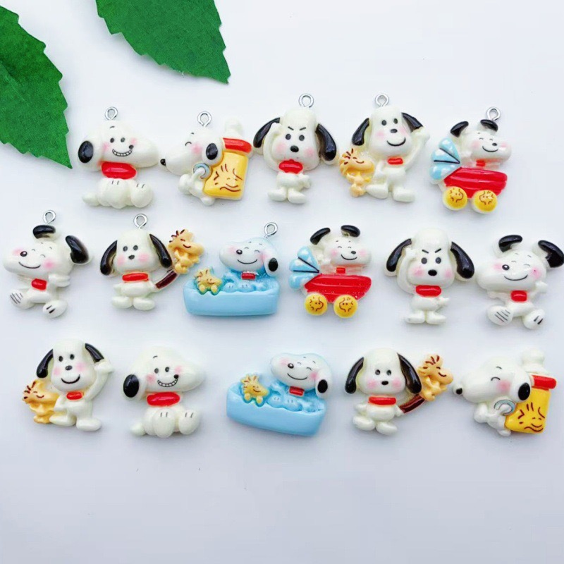 Resin Art Box - 12個入り樹脂製漫画犬ペンダント、DIYジュエリー製作イヤリング、キーホルダーアクセサリー