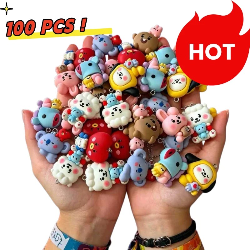 Resin Art Box - 7 個 BT21 樹脂漫画チャーム DIY アクセサリークラフト用品ジュエリー作成用イヤリングネックレスブレスレットペンダント電話デコ