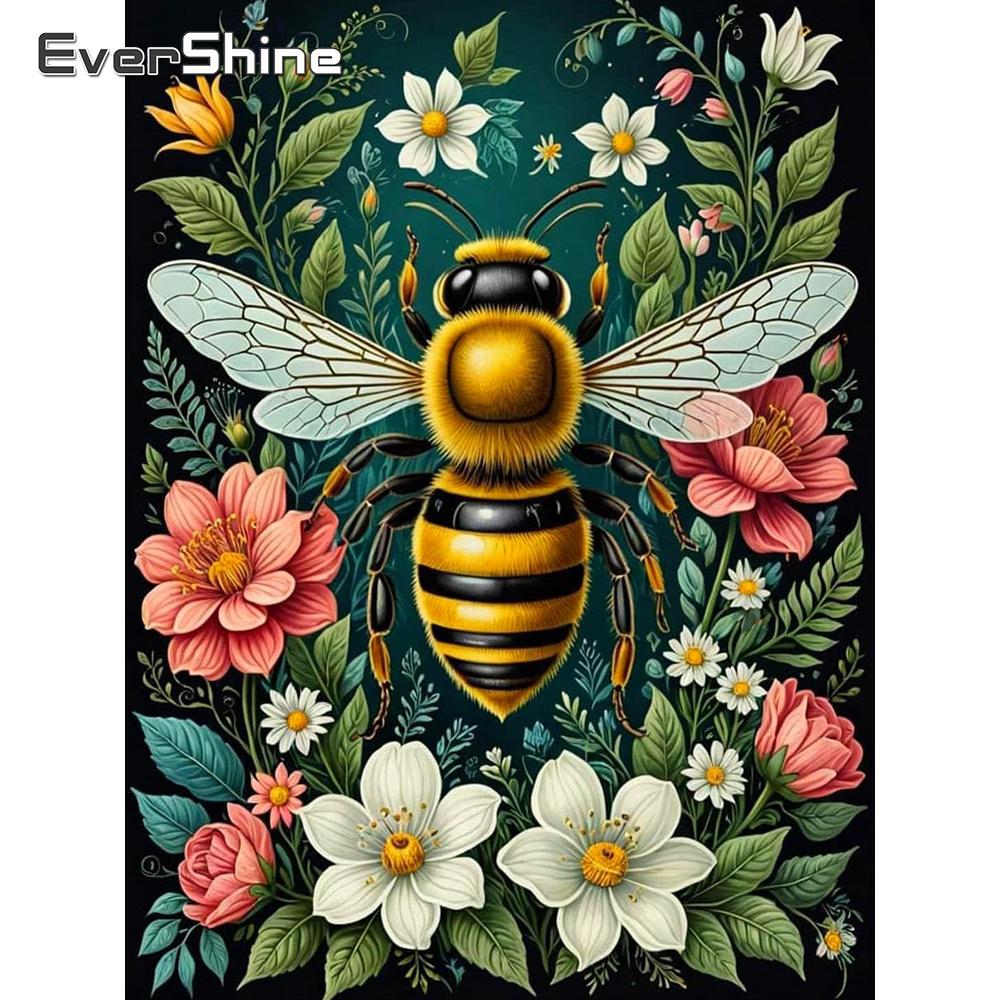 Resin Art Wallpaper - Evershine 新着ダイヤモンド刺繍蜂動物ラインストーン絵画花針仕事 DIY モザイク手芸壁アート