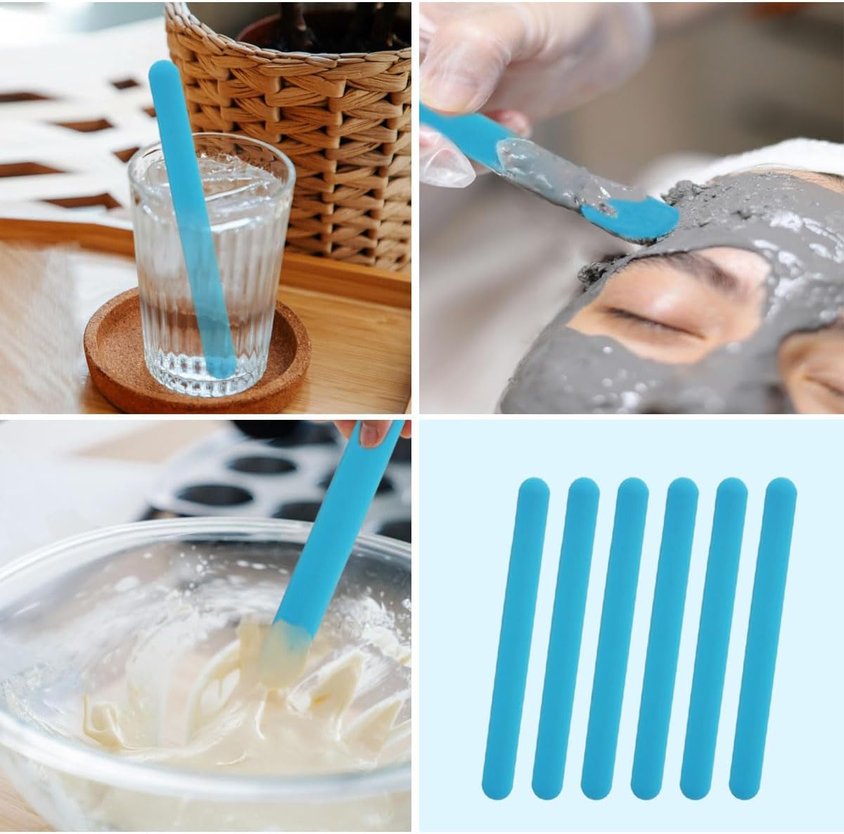 Glitter Powder Resin - 4個入りシリコン攪拌棒、再利用可能なシリコン製アイスキャンディースティック、樹脂、エポキシ、液体、塗料の混合、グリッタータンブルの作成用ツール
