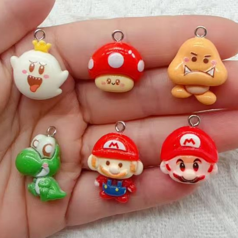 Resin Art Box - 10個入り樹脂製漫画ペンダント、DIYジュエリー製作イヤリング、キーホルダーアクセサリー