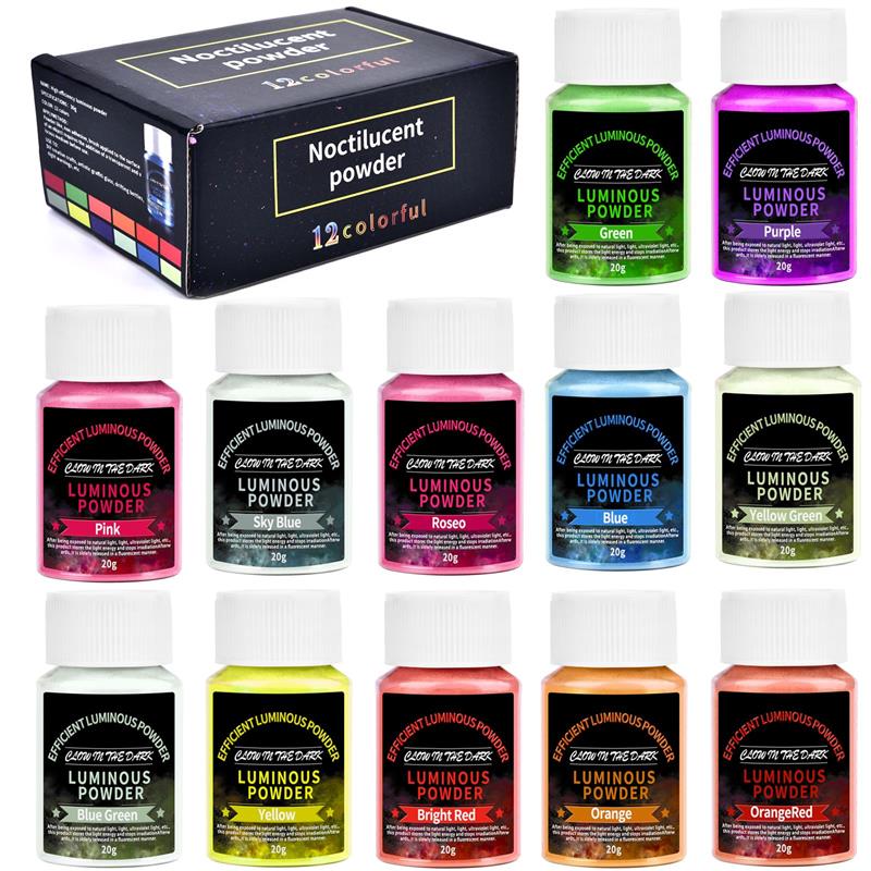 Glitter Powder Resin - 夜光パウダーセット エポキシ樹脂顔料キット 暗闇で光るグリッターパウダー顔料 DIYエポキシ樹脂モールド ジュエリー製作用品