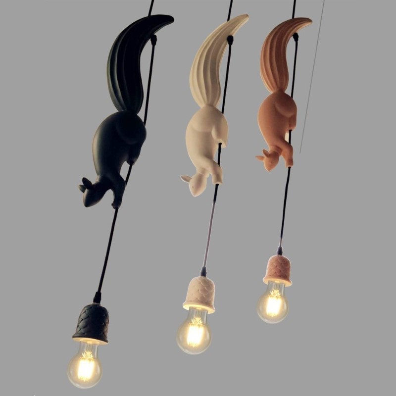Resin Art Hanging - 北欧クリエイティブ動物リス樹脂モダンなペンダントライトレストラン寝室子供部屋のギフト装飾ランプハンギングランプ
