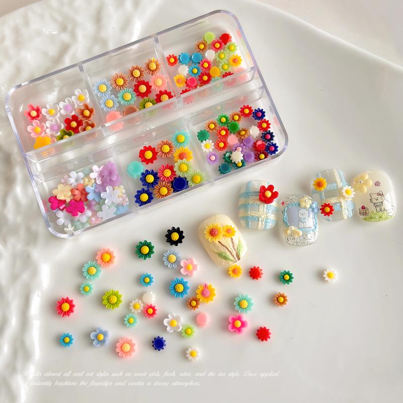Resin Art Using Flowers - 夏の雰囲気 ひまわりネイルチャーム 3Dフラワーレジンラインストーン 立体フラワーネイルアートデコレーション DIYネイルアート＆サロン用