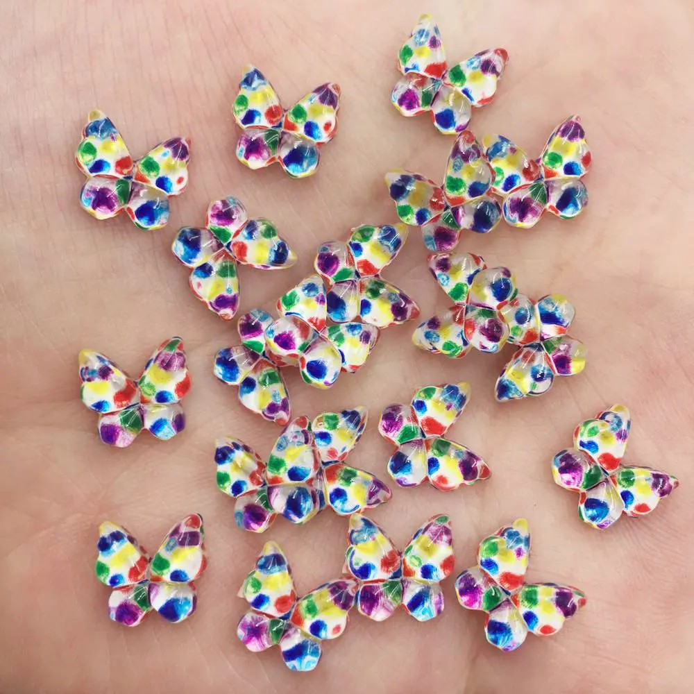カワイイミニバタフライフラットバックラインストーン、レジング - Glitter Powder Resin のレビューと価格