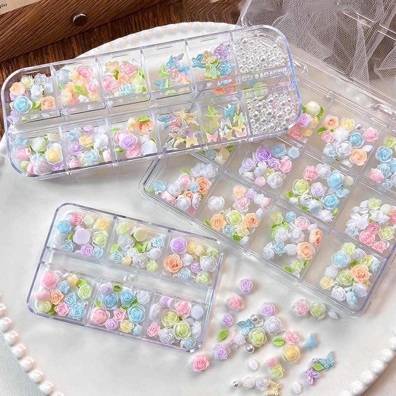 3Dネイルアートデコレーションキット 6/12グリッド レジ - Resin Art Using Flowers のレビューと価格