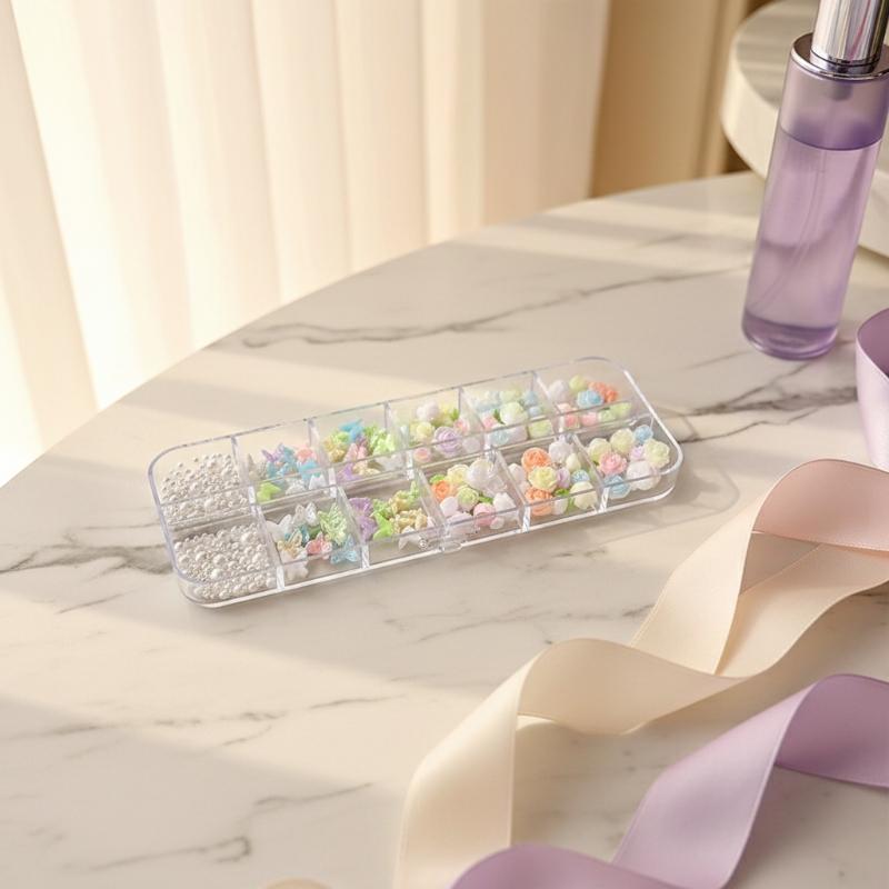 3Dネイルアートデコレーションキット 6/12グリッド レジ - Resin Art Using Flowers のレビューと価格
