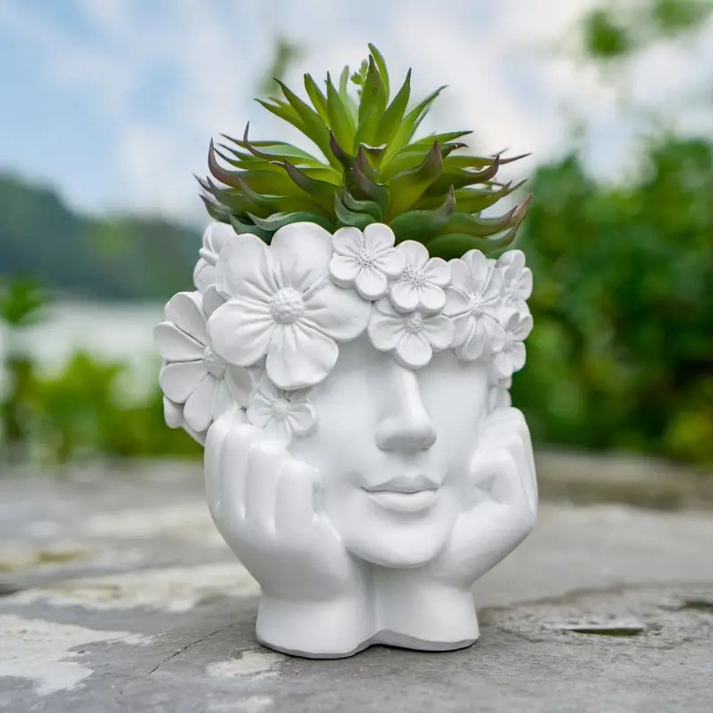 クリエイティブな女性の顔のフラワーポット、フラワーガールフラ - Resin Art Using Flowers のレビューと価格