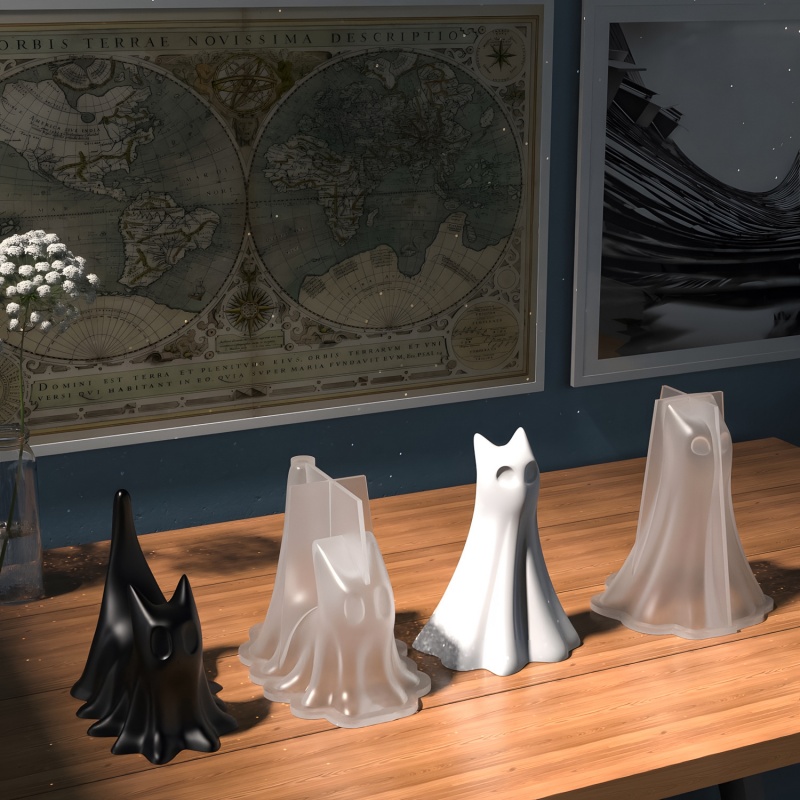 ゴースト猫ハロウィンデスクトップ飾り石膏シリコーン型 DIY - Resin Art Epoxy のレビューと価格
