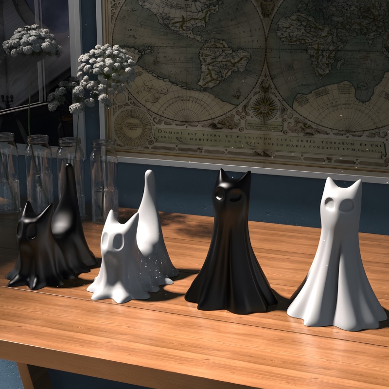 ゴースト猫ハロウィンデスクトップ飾り石膏シリコーン型 DIY - Resin Art Epoxy のレビューと価格
