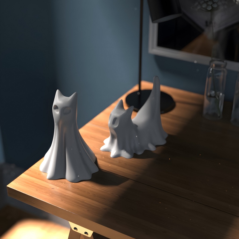 ゴースト猫ハロウィンデスクトップ飾り石膏シリコーン型 DIY - Resin Art Epoxy のレビューと価格