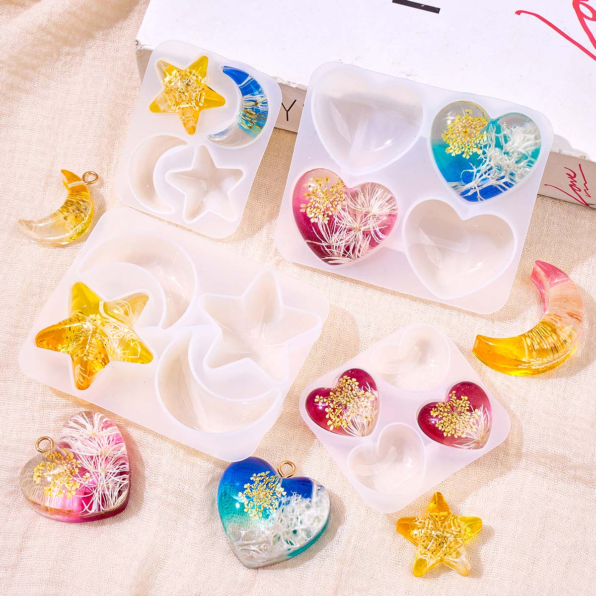 ハートスタームーンペンダントシリコンモールド DIY エポキ - Resin Art Epoxy のレビューと価格
