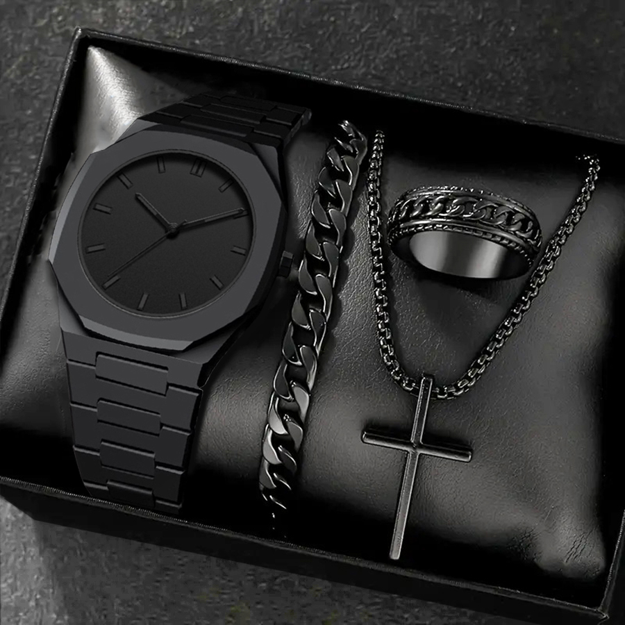 メンズ 4 個腕時計セットファッションカジュアルブラック樹脂 - Resin Art Watch のレビューと価格