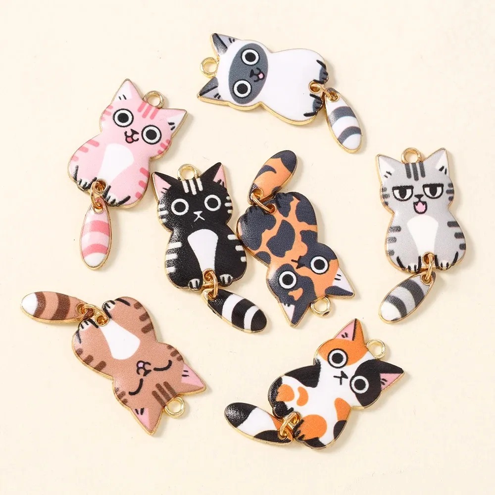 10 個 16 × 39 ミリメートルかわいい漫画猫樹脂チャ - Resin Art Box のレビューと価格