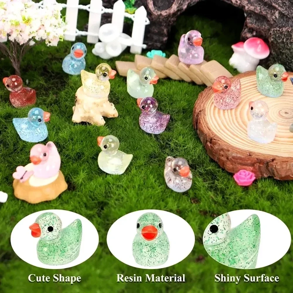マイクロ風景かわいいキラキラピンクの小さな黄色いアヒル人形ペ - Resin Art Materials のレビューと価格