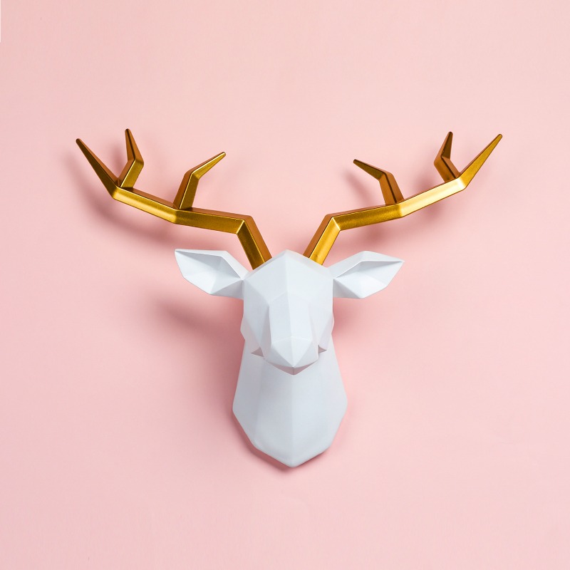 1PC 鹿の頭の彫刻動物像壁掛けクリエイティブヘラジカアート - Resin Art Hanging のレビューと価格