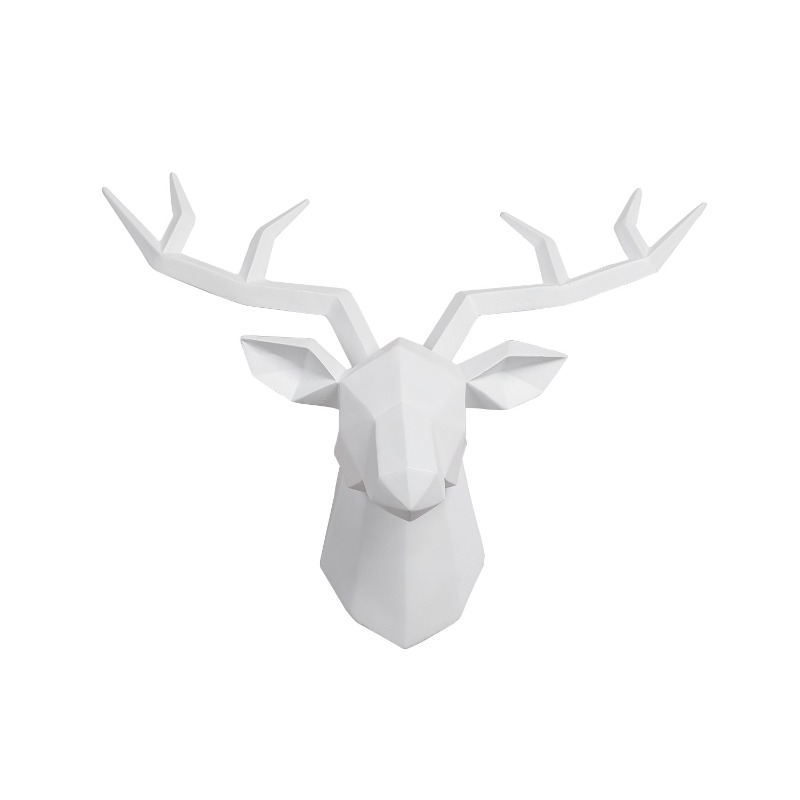 1PC 鹿の頭の彫刻動物像壁掛けクリエイティブヘラジカアート - Resin Art Hanging のレビューと価格