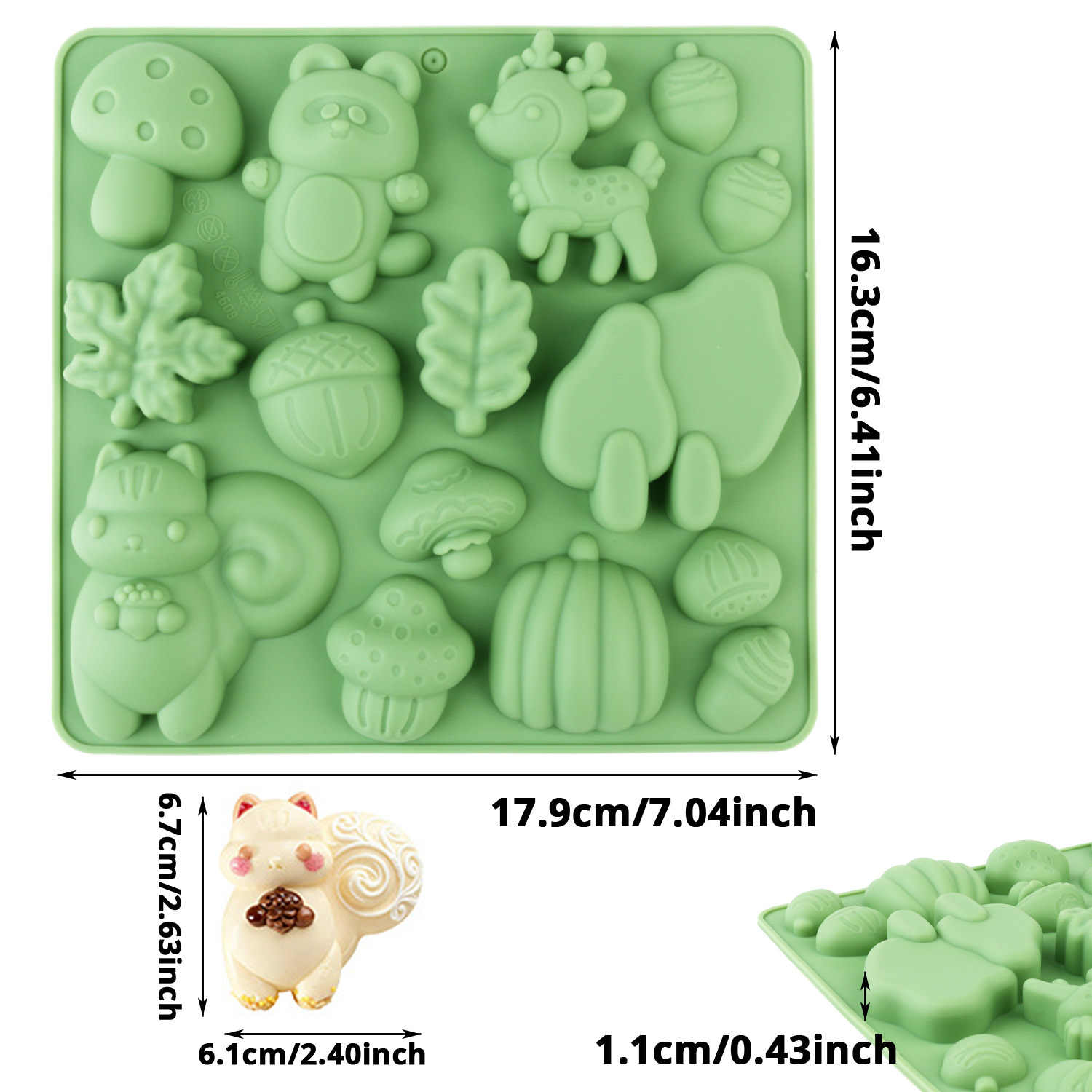 1個の動物の形をしたシリコンケーキ型、リスや鹿など、様々な動 - Resin Art Materials のレビューと価格