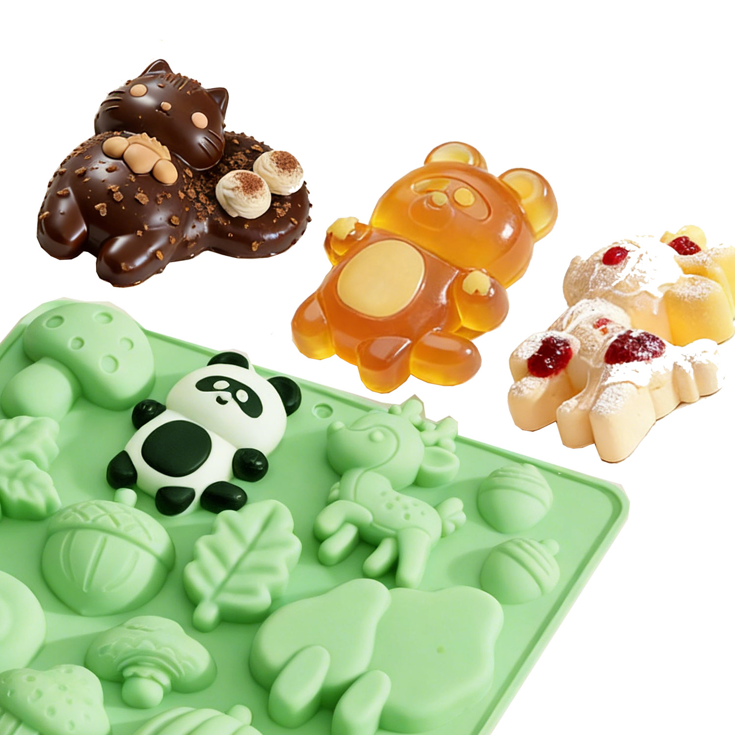 1個の動物の形をしたシリコンケーキ型、リスや鹿など、様々な動 - Resin Art Materials のレビューと価格