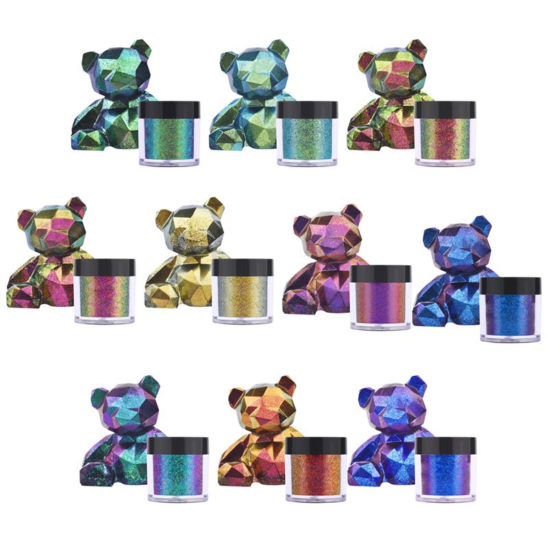 カメレオンレジンミラー,魔法の色あせた真珠の結晶,日曜大工, - Glitter Powder Resin のレビューと価格