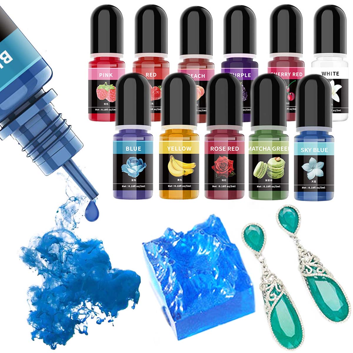5ml/ボトル エポキシ樹脂顔料 液体着色剤 染料 ユニバー - Resin Art Epoxy のレビューと価格