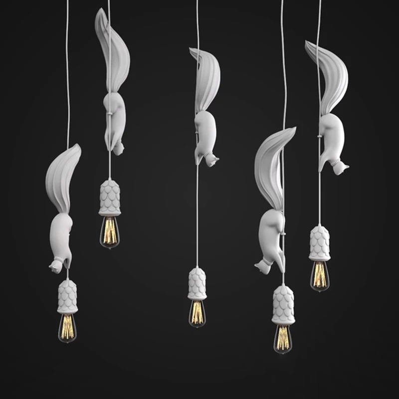 北欧クリエイティブ動物リス樹脂モダンなペンダントライトレスト - Resin Art Hanging のレビューと価格