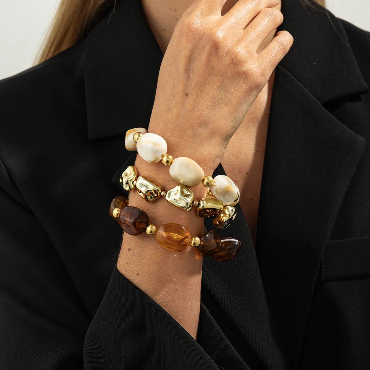 3個セット Y2K ボヘミアン アクリル樹脂 CCBビーズ  - Resin Art Watch のレビューと価格