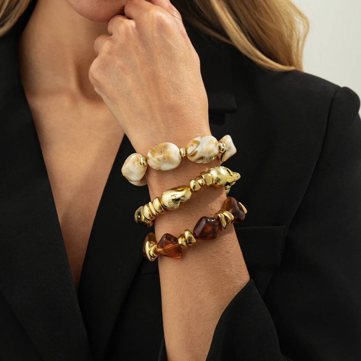 3個セット Y2K ボヘミアン アクリル樹脂 CCBビーズ  - Resin Art Watch のレビューと価格