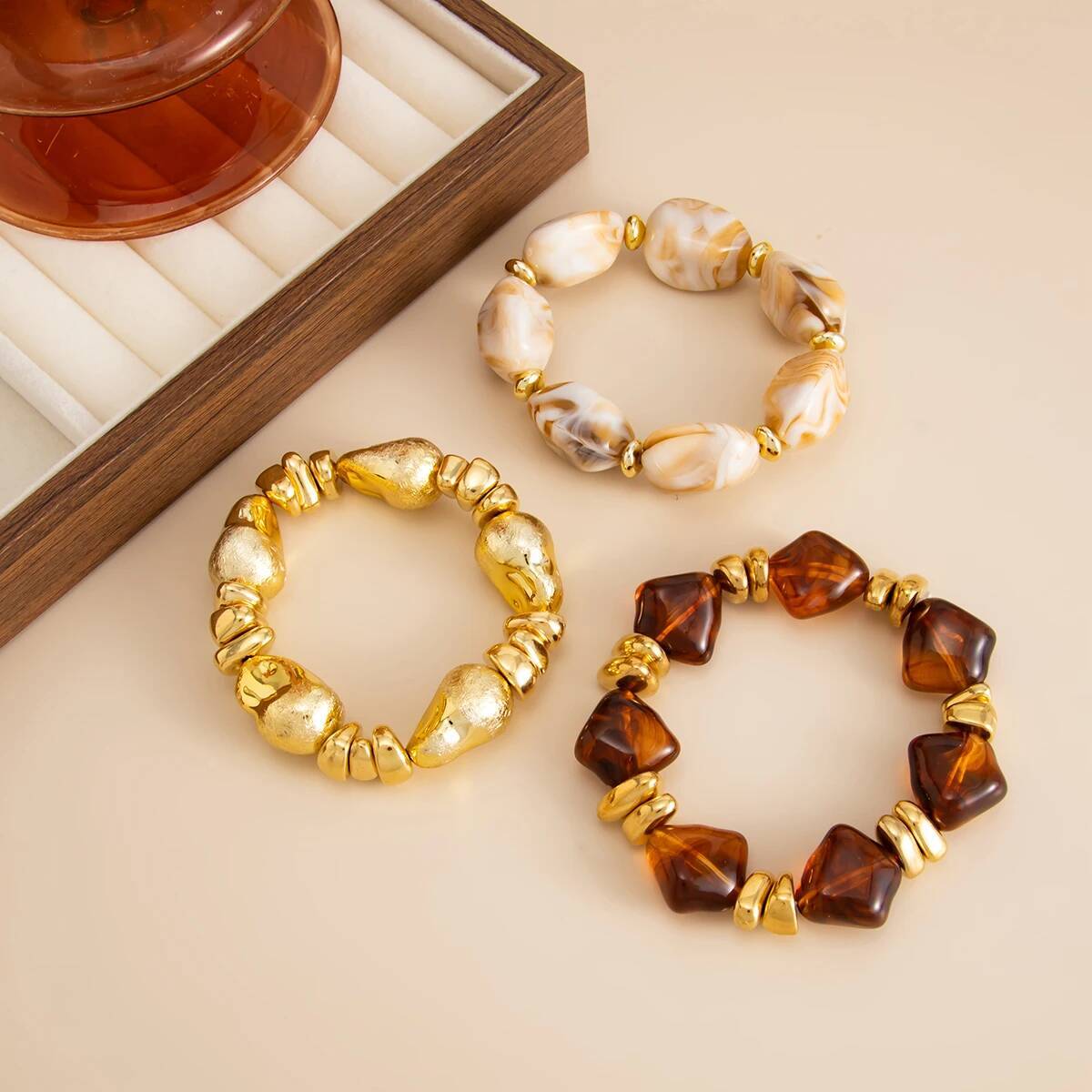 3個セット Y2K ボヘミアン アクリル樹脂 CCBビーズ  - Resin Art Watch のレビューと価格